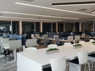 Typical open and enclosed office spaces